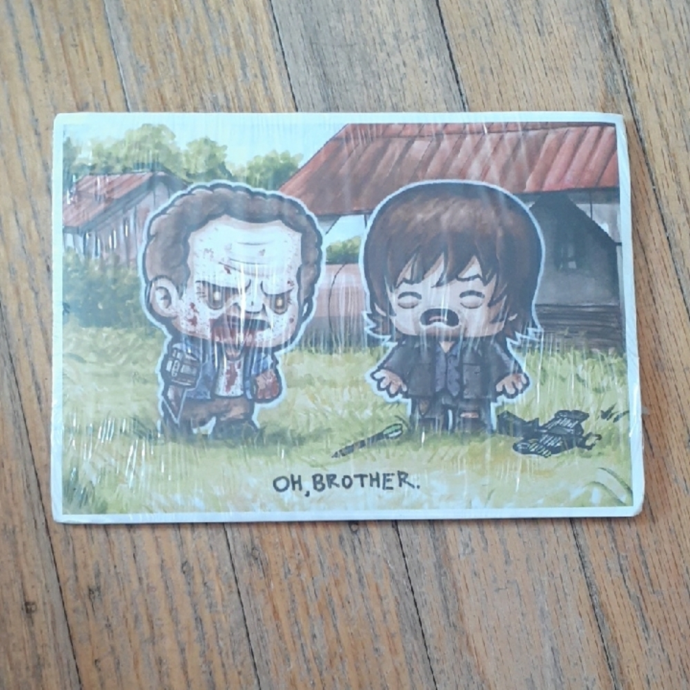 Quirky Cartoon Art Print with Walking Dead Characters